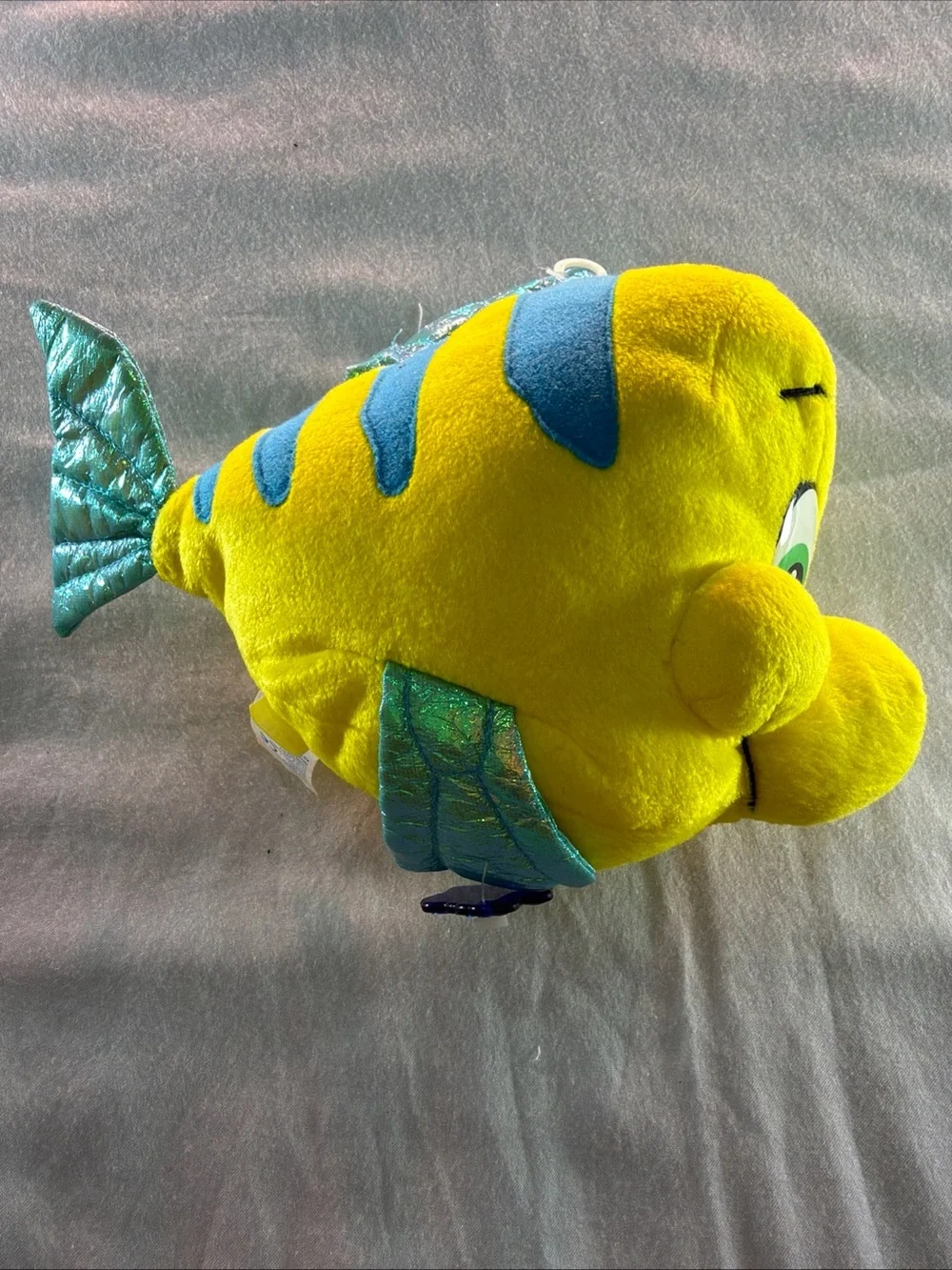 Disney Yellow & Blue Flounder Plush Fish with Shimmery Green Fins